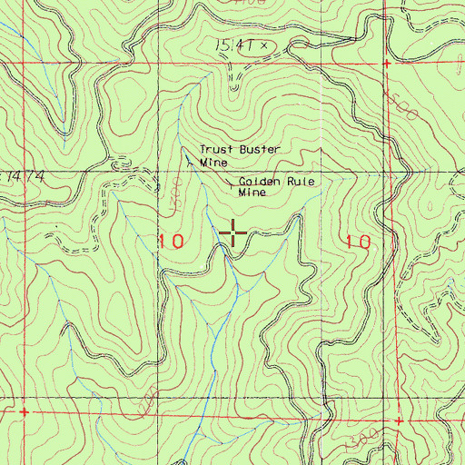 Topographic Map of Golden Rule Mine, CA
