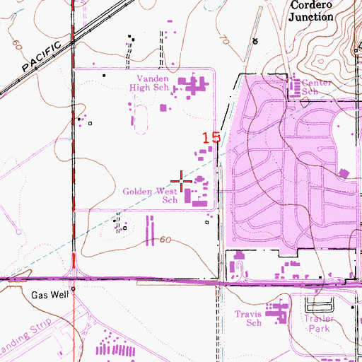 Topographic Map of Golden West Middle School, CA
