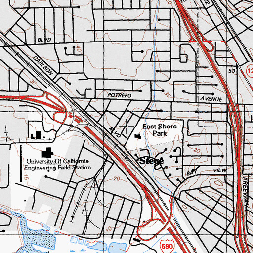 Topographic Map of Gompers School, CA