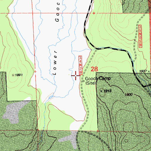 Topographic Map of Gooch Camp, CA