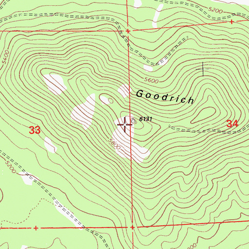 Topographic Map of Goodrich Mountain, CA
