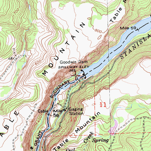 Topographic Map of Goodwin Dam, CA