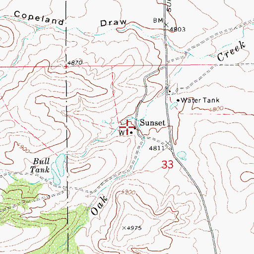 Topographic Map of Bull Ranch, AZ