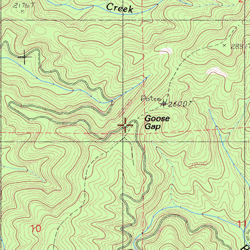Topographic Map of Goose Gap, CA
