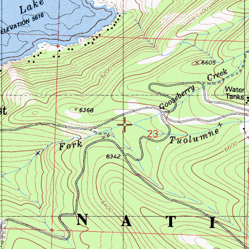 Topographic Map of Gooseberry Creek, CA