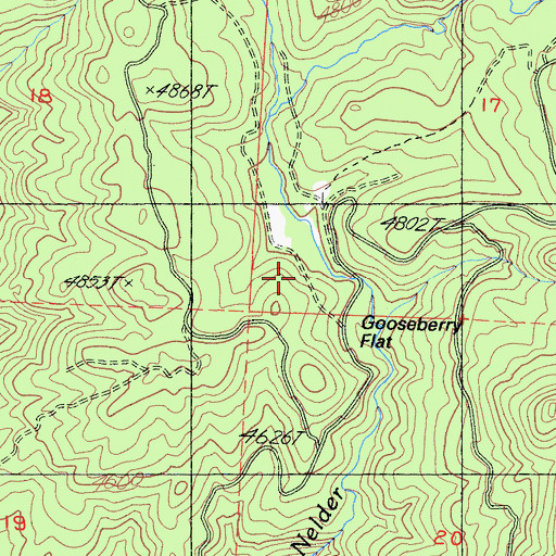 Topographic Map of Gooseberry Flat, CA