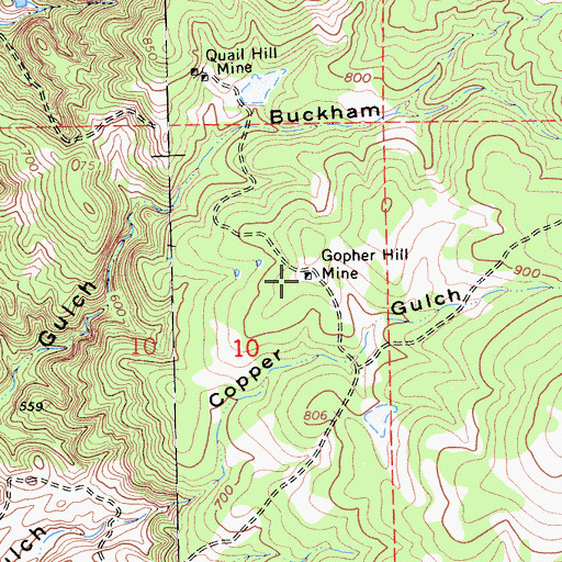 Topographic Map of Gopher Hill Mine, CA