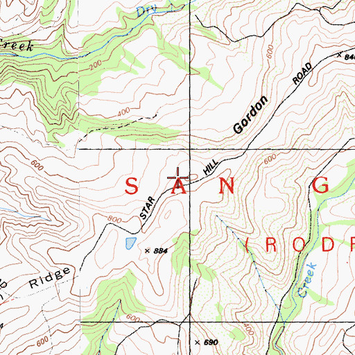 Topographic Map of Gordon Ridge, CA
