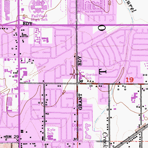 Topographic Map of Cleo Gordon Elementary School, CA