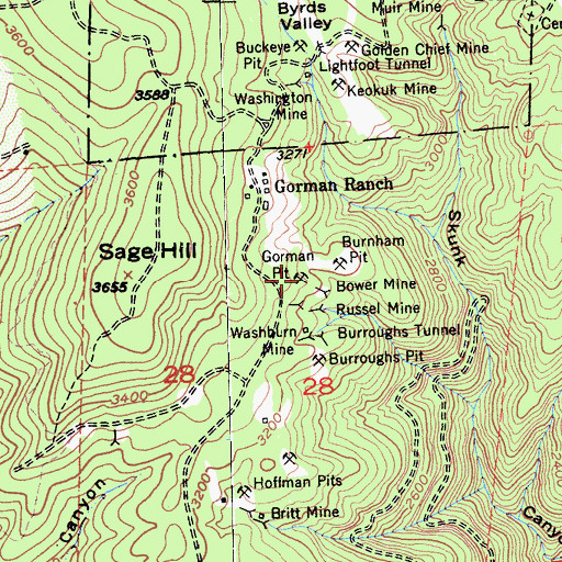 Topographic Map of Gorman Pit, CA