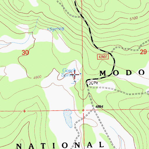 Topographic Map of Gosch Spring, CA