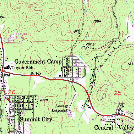 Topographic Map of Government Camp, CA