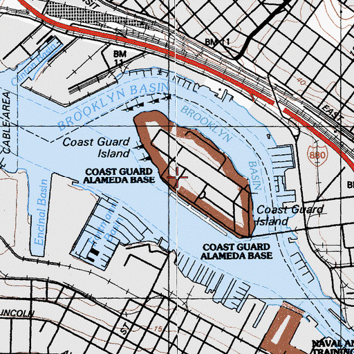 Topographic Map of Coast Guard Island, CA