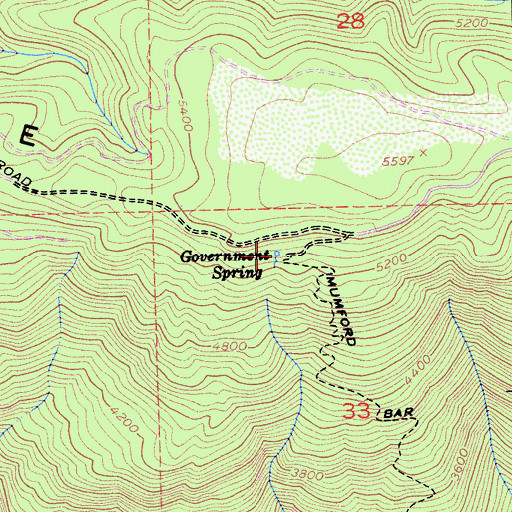Topographic Map of Government Spring, CA
