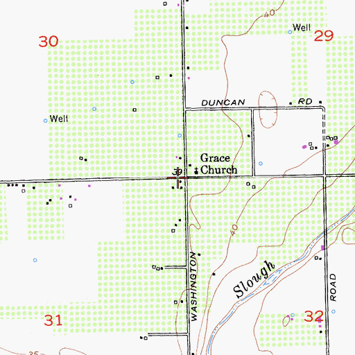 Topographic Map of Grace Church, CA