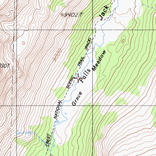 Topographic Map of Grace Meadow, CA