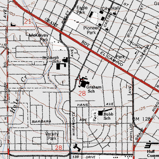 Topographic Map of Isaac Newton Graham Middle School, CA