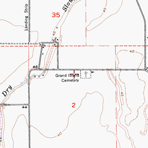 Topographic Map of Grand Island Cemetery, CA