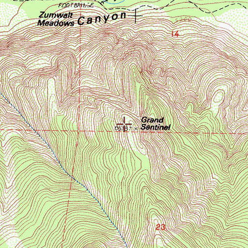 Topographic Map of Grand Sentinel, CA