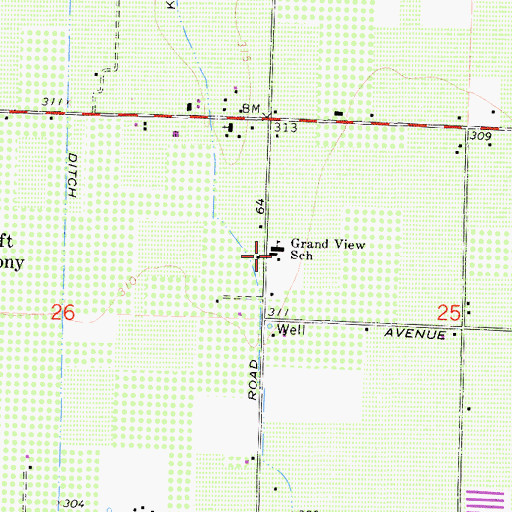 Topographic Map of Grand View Elementary School, CA