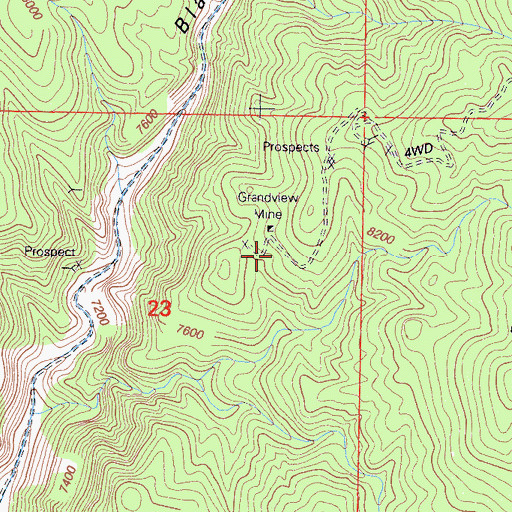 Topographic Map of Grandview Mine, CA
