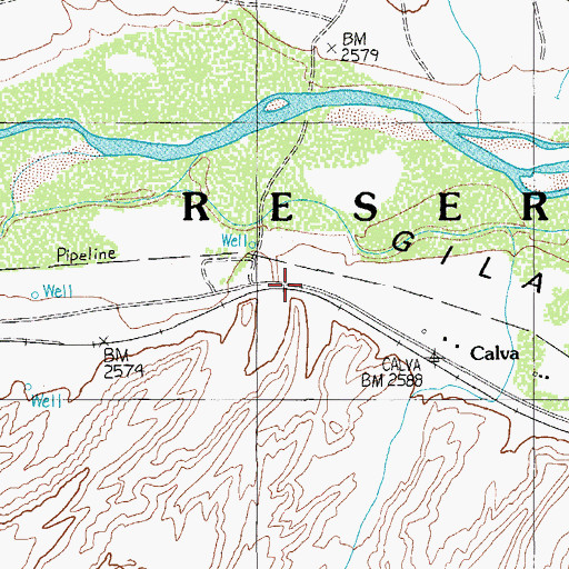 Topographic Map of Calva Railroad Station, AZ