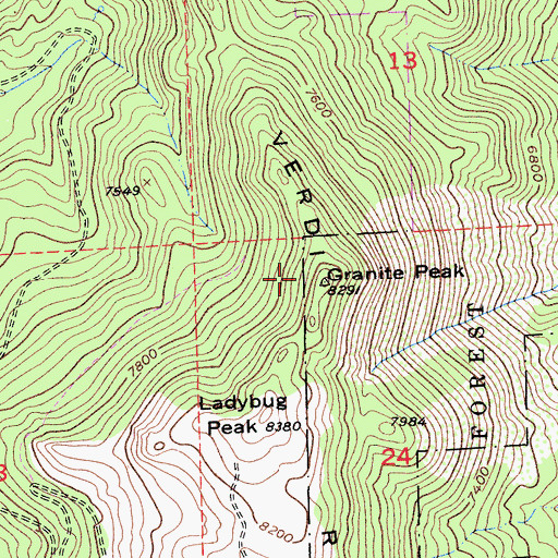 Topographic Map of Granite Peak, CA