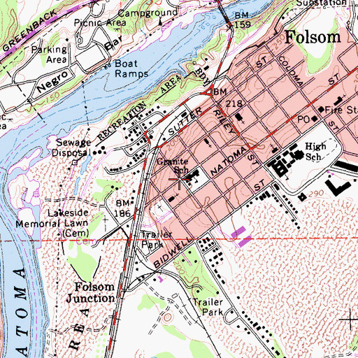 Topographic Map of Granite School (historical), CA