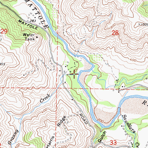 Topographic Map of Granny Creek, CA