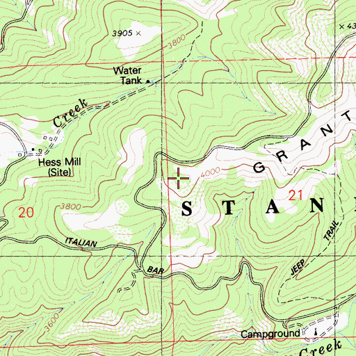 Topographic Map of Grant Ridge, CA