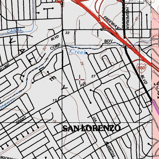 Topographic Map of Grant Elementary School, CA