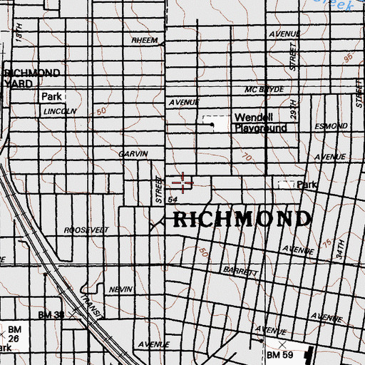 Topographic Map of Grant Elementary School, CA
