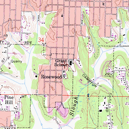 Topographic Map of Grant Elementary School, CA