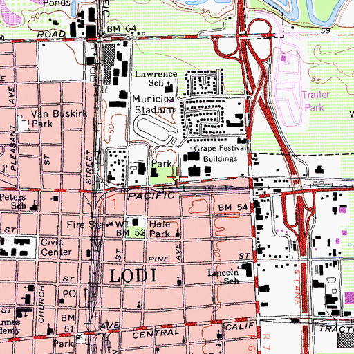 Topographic Map of Grape Festival Buildings, CA