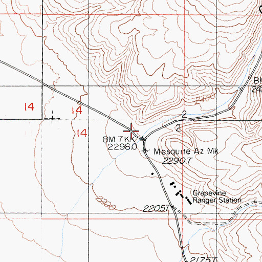Topographic Map of Grapevine Canyon, CA