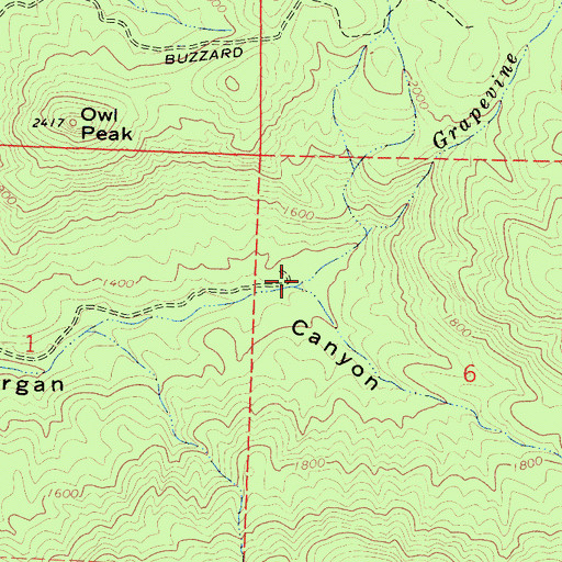 Topographic Map of Grapevine Creek, CA