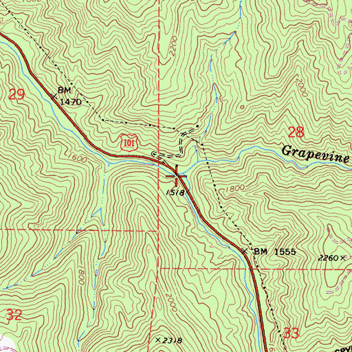 Topographic Map of Grapewine Creek, CA