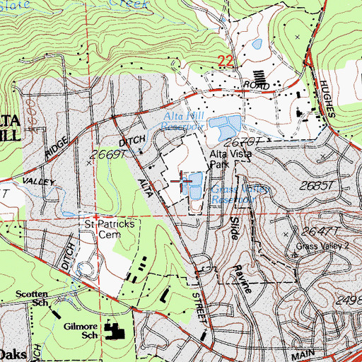 Topographic Map of Grass Valley Reservoir, CA