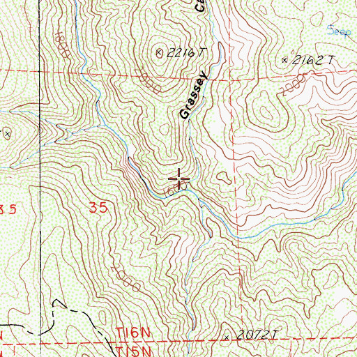 Topographic Map of Grassey Canyon, CA