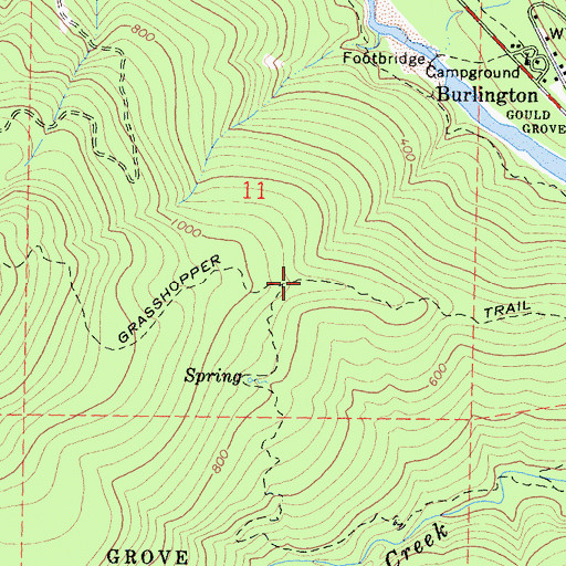 Topographic Map of Grasshopper Trail, CA