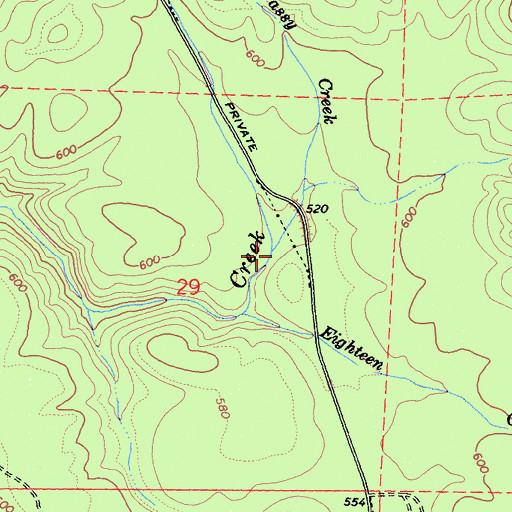 Topographic Map of Grassy Creek, CA