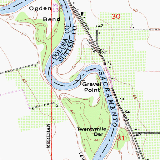 Topographic Map of Gravel Point, CA