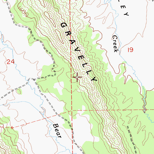 Topographic Map of Gravelly Buttes, CA