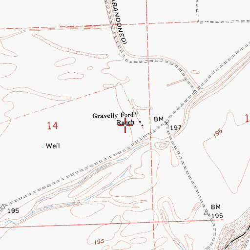 Topographic Map of Gravelly Ford Ranch, CA