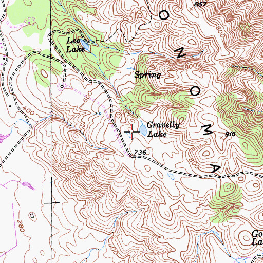Topographic Map of Gravelly Lake, CA