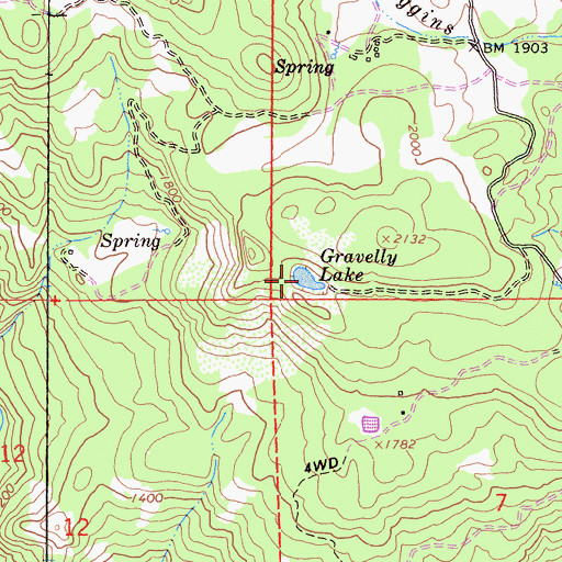 Topographic Map of Gravelly Lake, CA