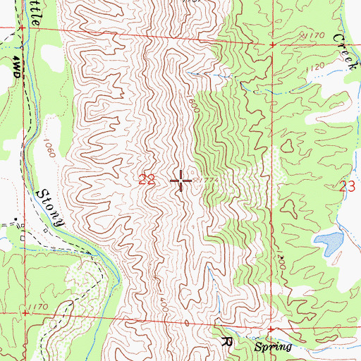 Topographic Map of Gravelly Ridge, CA