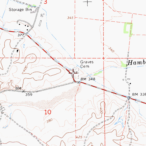 Topographic Map of Graves Cemetery, CA