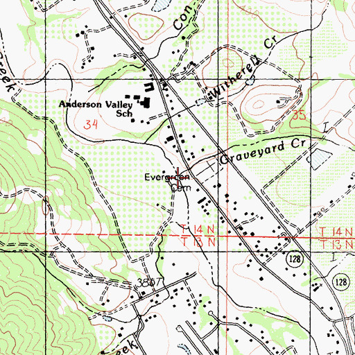 Topographic Map of Graveyard Creek, CA