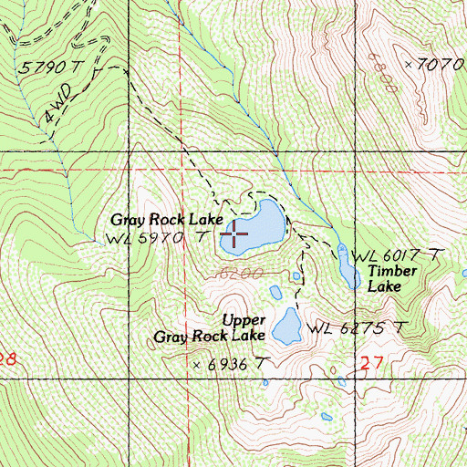Topographic Map of Gray Rock Lake, CA